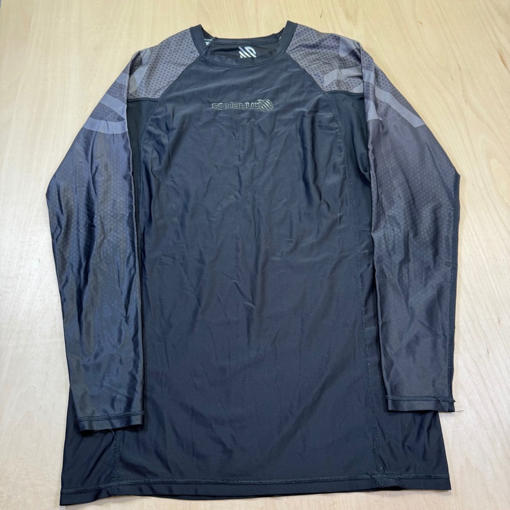 Sambalux Men's Long Sleeve Athletic Performance Compression Shirt Top Black Grey